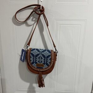 Wrangler Patterned Blue and Tan Crossbody Bag